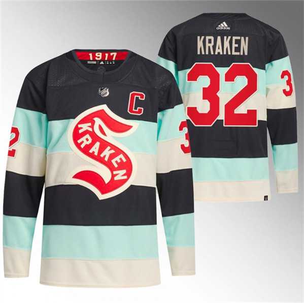 Mens Seattle Kraken #32 Kraken Deep Sea Blue 2024 Winter Classic Primegreen Stitched Jersey Dzhi